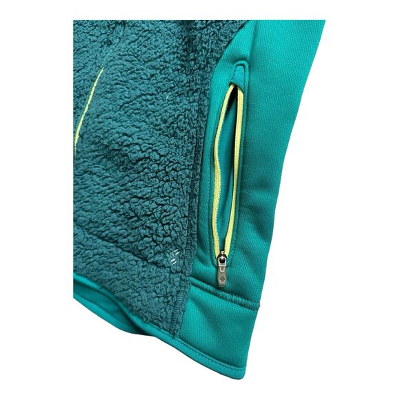 COLUMBIA Women’s Full-Zip Fleece Jacket Coat Medium Green Yellow Outdoor - Picture 7 of 16